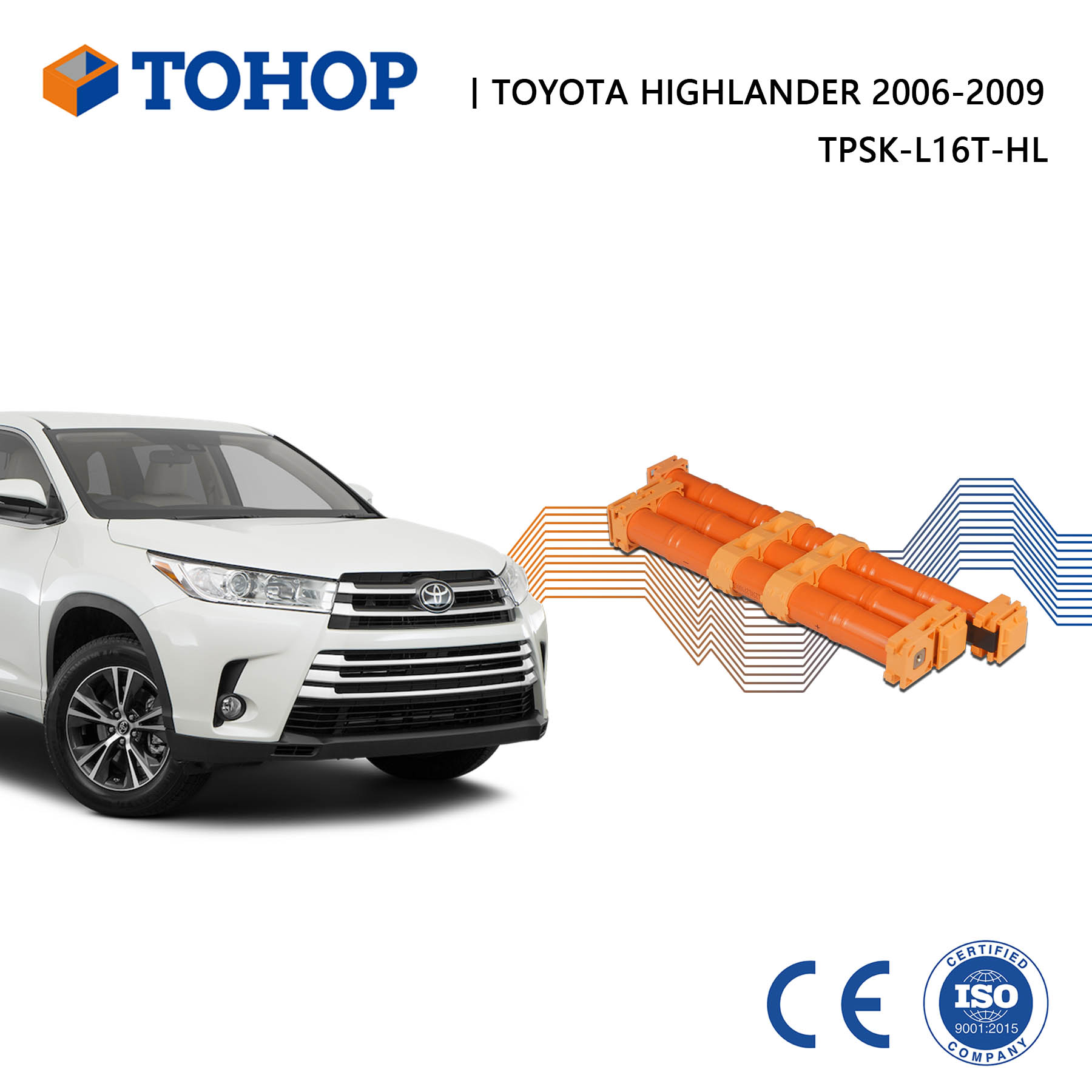 Cellule Nimh de remplacement de batterie hybride Toyota Highlander 19.2V 6.5Ah